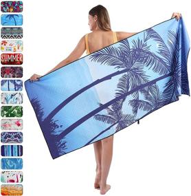 img 4 attached to 🌴 Coconut Tree Microfiber Beach Towel - Oversized, Quick Dry (69"x 30") - Sand Proof, Absorbent, Compact - Ideal for Swimming, Sports, Beach, Gym - Lightweight Beach Blanket