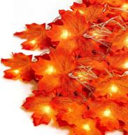 🍁 loous 40 led maple leaves fairy lights: waterproof fall decor thanksgiving string garland, 7.9 feet fall garland decorations lights - 2 pack, battery operated for party логотип