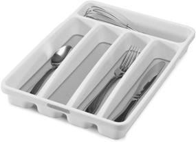 img 3 attached to madesmart White Mini Silverware Tray - Classic Collection, 5-Compartments, Kitchen Organizer with Soft-Grip Lining and Non-Slip Rubber Feet - BPA-Free