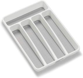 img 4 attached to madesmart White Mini Silverware Tray - Classic Collection, 5-Compartments, Kitchen Organizer with Soft-Grip Lining and Non-Slip Rubber Feet - BPA-Free