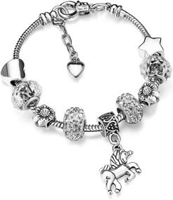 img 4 attached to Unicorn Sparkly Crystal Bracelet Bangle Girls' Jewelry