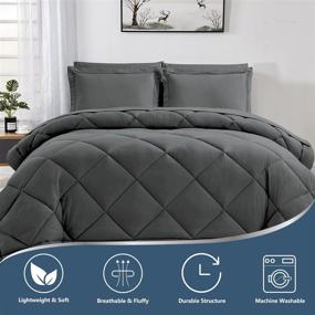 img 3 attached to CozyLux Twin Bed in a Bag Comforter Sets with Comforter and Sheets 5-Pieces - Dark Grey All Season Bedding Sets for Boys and Girls with Comforter, Pillow Sham, Flat Sheet, Fitted Sheet, and Pillowcase