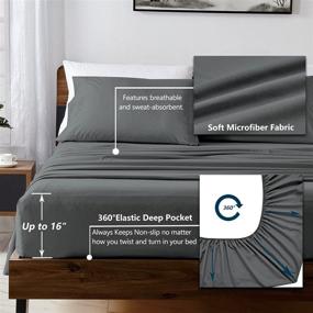 img 2 attached to CozyLux Twin Bed in a Bag Comforter Sets with Comforter and Sheets 5-Pieces - Dark Grey All Season Bedding Sets for Boys and Girls with Comforter, Pillow Sham, Flat Sheet, Fitted Sheet, and Pillowcase