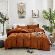 🛏️ cottonight burnt orange flannel duvet cover set - queen/rust flannel plush fluffy bedding set - full/caramel thick warm solid color duvet cover set with 2 pillowcases logo