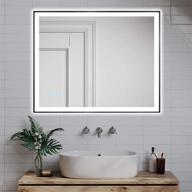 🪞 watersong led bathroom mirror 24x32 inch - anti-fog dimmable makeup mirror with memory settings - large black vanity mirror - 6400k cri90+ - touch switch for brightness & color adjustments logo