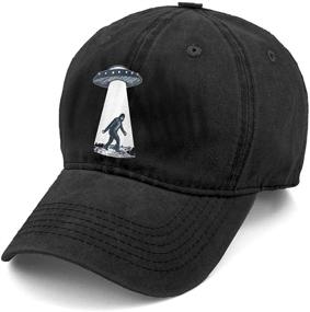 img 4 attached to Unisex UFO Bigfoot Denim Hat: Stylish Adjustable Washed Dyed Cotton Dad Baseball Cap