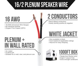 img 3 attached to 🔊 Voltive 16/2 Пленумная акустическая проволока - 16 AWG/Gauge 2 проводника - UL-список пленумных кабелей (CL2P/CL3P/CMP) - Медь с нулевым содержанием кислорода (OFC) - Намотанные катушки кабеля - 1000 футов - Белый