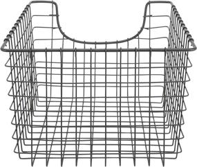 img 1 attached to 📦 Spectrum Diversified Scoop Wire Storage Basket, Medium, Industrial Gray, 2-Pack: Organize and Declutter with Style