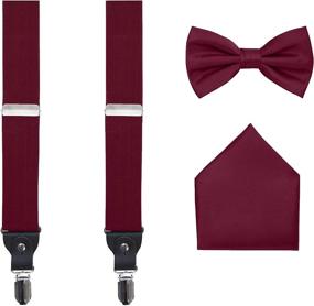 img 3 attached to 👔 Burgundy Men's Suspender Set & Hanky: Enhancing Men's Accessory Collection with Ties, Cummerbunds & Pocket Squares