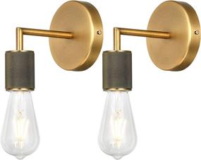 img 4 attached to 🛁 PASSICA DECOR 2-Pack Vintage Wall Light Fixture, Industrial Sconce Vanity Light, Antique Brass Lamp for Bathroom Vanity and Bedroom