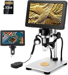 img 4 attached to 🔬 Elikliv 7'' LCD Digital Microscope: 1080P USB Coin Microscope 50X-1200X with Metal Stand, 32GB Card, 10 LED Lights and 12MP Camera - Ideal Microscopes for Adults