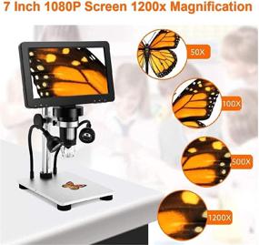 img 1 attached to 🔬 Elikliv 7'' LCD Digital Microscope: 1080P USB Coin Microscope 50X-1200X with Metal Stand, 32GB Card, 10 LED Lights and 12MP Camera - Ideal Microscopes for Adults