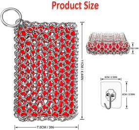 img 3 attached to 🌟 Premium Cast Iron Skillet Cleaner: Stainless Steel Chainmail Scrubber with Silicone Insert for Effortless Cleaning of Castiron Pan, Griddle, Baking Pan