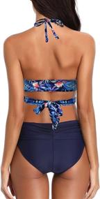 img 3 attached to 👙 Shekini Women's Push-up Halter Bandage Bikini Swimsuits with Ruched Swim Bottoms