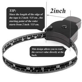 img 2 attached to 📏 60-Inch Body Measuring Tape: Retractable Body Tape Measure with Lock Pin and Push Button - Black