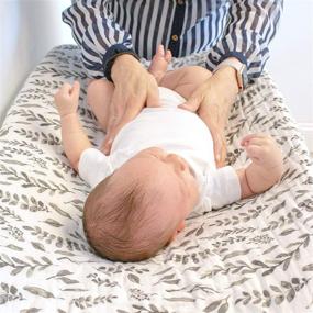 img 2 attached to 🍃 Bebe au Lait Classic Muslin Changing Pad Cover - 100% Cotton, Leaves Pattern, One Size Fits Most