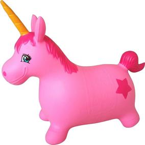 img 3 attached to AppleRound Inflatable Unicorn Hopper for Sports & Outdoor Play