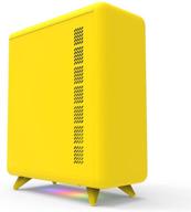 small form factor mini-itx pc case, golden field q3056-y computer case with bottom yellow argb lighting strip logo