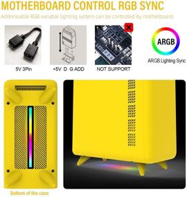 img 3 attached to Small Form Factor Mini-ITX PC Case, GOLDEN FIELD Q3056-Y Computer Case with Bottom Yellow ARGB Lighting Strip