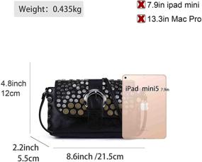 img 2 attached to 👜 Black Leather Small Crossbody Bags for Women - Stylish Rivet Shoulder Purses, Clutch Purse for Ladies