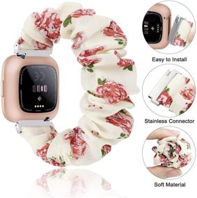 img 3 attached to VEAQEE Scrunchie Versa Versa 2 Bands For Women Girls Cloth Elastic Soft Fabric Strap Pattern Printed Replacement Bracelet Wristband Scrunchy Accessories Wearable Technology and Accessories