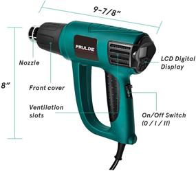 img 3 attached to 🔥 Heat Gun with LCD Display, PRULDE N2030 Hot Air Gun - Adjustable Temperature & Air Flow (120°F-1200°F) with 6 Nozzle Attachments