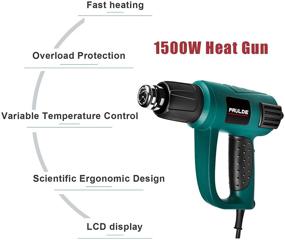 img 1 attached to 🔥 Heat Gun with LCD Display, PRULDE N2030 Hot Air Gun - Adjustable Temperature & Air Flow (120°F-1200°F) with 6 Nozzle Attachments