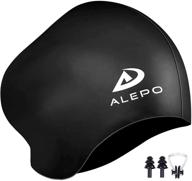 🏊 high elasticity thick silicone swim cap for long hair - women men unisex adults - with ear plugs and nose clip - keeps hair dry while swimming and bathing logo