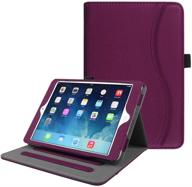 📱 fintie purple ipad mini case - corner protection, multi-angle viewing, smart stand, sleep/wake, with pocket - mini 1/2/3 logo