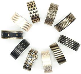 img 3 attached to VIVIQUEN Gold Washi Tape Set 15MM Foil Skinny Masking Tape Decorative Pack for DIY Scrapbooking, Crafts, Gift Wrapping, and Holiday Decoration - Black Basic Pattern, 10 Rolls