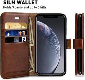 img 2 attached to 📱 Premium iPhone Xs MAX Wallet Case, 6.5-inch, MONASAY - Flip Folio Leather Cell Phone Cover with Credit Card Holder & Glass Screen Protector [Included] for Apple iPhone Xs MAX