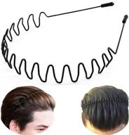 🌟 xingzhe metal headbands - black fashion hairband for men and women - non slip elastic wavy wide hair hoop clips - ideal for sports, hair care, beauty, and outdoors - unisex hair accessories logo