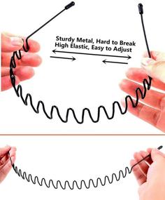 img 3 attached to 🌟 XINGZHE Metal Headbands - Black Fashion Hairband for Men and Women - Non Slip Elastic Wavy Wide Hair Hoop Clips - Ideal for Sports, Hair Care, Beauty, and Outdoors - Unisex Hair Accessories