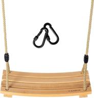 🌳 adjustable rope wooden tree swing seat for adults and children - 220lbs load capacity - indoor and outdoor wood swing set for kids logo