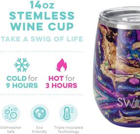 img 3 attached to 🍷 Stylish Swig Life 14oz Wine Tumbler with Lid - Stainless Steel, Dishwasher Safe - Purple Reign Print - Triple Insulated Stemless Cup: A Portable Choice