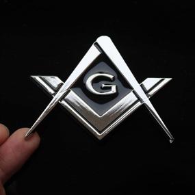 img 2 attached to 🚗 Premium 3 Pack 2.75" Chrome Plated Masonic Car Emblems - Mason Square and Compasses Auto Truck Motorcycle Decal Set - Ideal Gift Accessories