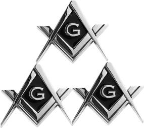 img 4 attached to 🚗 Premium 3 Pack 2.75" Chrome Plated Masonic Car Emblems - Mason Square and Compasses Auto Truck Motorcycle Decal Set - Ideal Gift Accessories