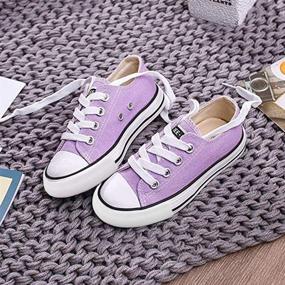 img 3 attached to 👟 Kids Low Top Canvas Lace-up Sneakers for Boys and Girls