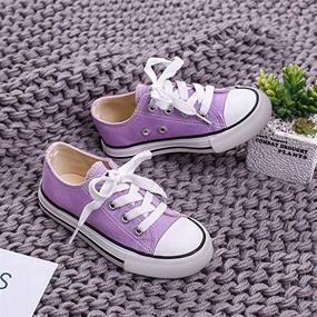 img 2 attached to 👟 Kids Low Top Canvas Lace-up Sneakers for Boys and Girls