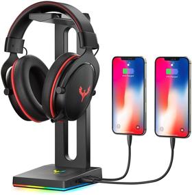 img 4 attached to 🎧 Blade Hawks RGB Подставка для наушников: Идеальный держатель для игровых наушников с возможностью зарядки через USB и аудиоразъемом - разработанная для совершенного игрового настройки ПК геймерами.