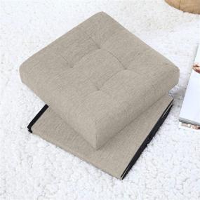 img 1 attached to 🏠 Ornavo Home Foldable Tufted Linen Storage Ottoman Square Cube Foot Rest Stool/Seat - 15x15x15 (Beige): Versatile and Stylish Storage Solution for Your Living Space