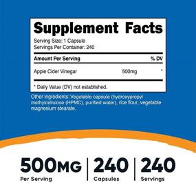 img 3 attached to 🍎 240 Вегетарианских капсул Nutricost Яблочного уксуса - 500 мг | Натуральный, вегетарианский, GMP, не ГМО и без глютена