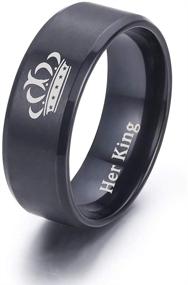 img 2 attached to 👑 Stylish LAVUMO King and Queen Rings for Couples - His and Hers Stainless Steel Matching Ring Sets for Promise, Engagement, and Wedding - Black Comfort Fit Bands for Him and Her