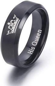 img 1 attached to 👑 Stylish LAVUMO King and Queen Rings for Couples - His and Hers Stainless Steel Matching Ring Sets for Promise, Engagement, and Wedding - Black Comfort Fit Bands for Him and Her