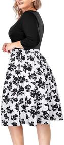 img 1 attached to 🌸 Flattering Floral Plus Size Dress with Pockets for Women: 3/4 Sleeve Fit and Flare Casual Style