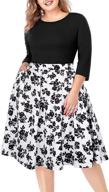 🌸 flattering floral plus size dress with pockets for women: 3/4 sleeve fit and flare casual style logo