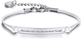 img 4 attached to 🌈 MPRAINBOW Stainless Steel Inspirational Bracelet for Women and Teens - Motivational Mantra Quote Engraved Adjustable Handmade Braided Rope Bracelet - Encouragement Gifts for Best Friends, Sisters, and Moms