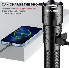 img 1 attached to Relybo Rechargeable Flashlight - LED High Lumens, Super Bright 10000 Lumens XHP70.2, USB Charging Tactical Flashlight for Camping Hiking - Powerful Handheld Emergency Light