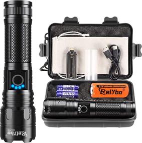 img 4 attached to Relybo Rechargeable Flashlight - LED High Lumens, Super Bright 10000 Lumens XHP70.2, USB Charging Tactical Flashlight for Camping Hiking - Powerful Handheld Emergency Light