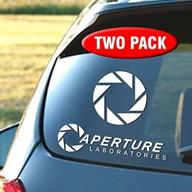🏷️ signage cafe aperture labs vinyl decal set - long-lasting quality for 6 years - pack of two logo